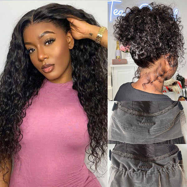 Flash Sale 360 Lace Invisible Strap 250% Human Hair Lace Wig Water Wave