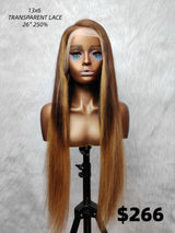 {LAST-PIECE-CLEARANCE} 13x6 Transparent Lace Human Hair Front Wig Straight Highlight