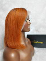 {LAST-PIECE-CLEARANCE} 13x4 Transparent Lace Ombre Ginger Human Hair Bob Wig