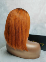 {LAST-PIECE-CLEARANCE} 13x4 Transparent Lace Ombre Ginger Human Hair Bob Wig