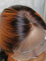 {LAST-PIECE-CLEARANCE} 13x4 Transparent Lace Ombre Ginger Human Hair Bob Wig