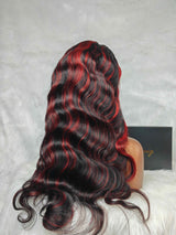 {LAST-PIECE-CLEARANCE US ONLY} 13x4 Transparent Lace Human Hair Red Highlight Lace Front Wig