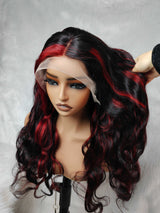 {LAST-PIECE-CLEARANCE US ONLY} 13x4 Transparent Lace Human Hair Red Highlight Lace Front Wig