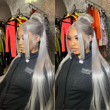 Lillian | Preplucked Silver/Grey Human Hair Lace Front Wig