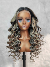 Kamaria | Highlight Platinum Grey Blonde Human Hair Body Wave Lace Front Wig