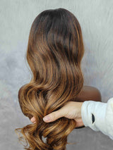 {LAST-PIECE-CLEARANCE} 360 Skin Melt Lace 4X Invisible Strap Human Hair Front Wig Highlight with Bang