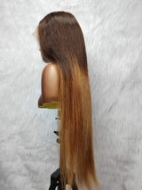 {LAST-PIECE-CLEARANCE} 13x6 Transparent Lace Human Hair Front Wig Straight Highlight