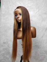 {LAST-PIECE-CLEARANCE} 13x6 Transparent Lace Human Hair Front Wig Straight Highlight