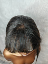{LAST-PIECE-CLEARANCE} 13x6 Transparent Lace Front Human Hair Straight Wig with Bang