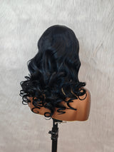 {LAST-PIECE-CLEARANCE} 13x6 Transparent Lace Jet Black Human Hair Wig Wavy Wig