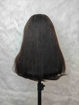 {LAST-PIECE-CLEARANCE} 7x5 Drawstring Skin Melt Lace Precut Human Hair Yaki Bob Wig