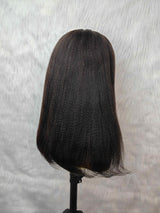 {LAST-PIECE-CLEARANCE} 7x5 Drawstring Skin Melt Lace Precut Human Hair Yaki Bob Wig