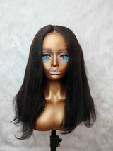 {LAST-PIECE-CLEARANCE} 7x5 Drawstring Skin Melt Lace Precut Human Hair Yaki Bob Wig