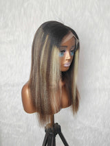 {LAST-PIECE-CLEARANCE} 13x6 HD Lace Raw Hair Yaki Highlight Human Hair Frontal Wig