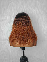 {LAST-PIECE-CLEARANCE} 4x4 Transparent Lace Ombre Curly Human Hair Closure Wig