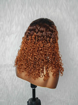 {LAST-PIECE-CLEARANCE} 4x4 Transparent Lace Ombre Curly Human Hair Closure Wig