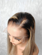 {LAST-PIECE-CLEARANCE} 13x6 HD Lace Front Delicate Hairline Ombre Blonde Human Hair Lace Wig