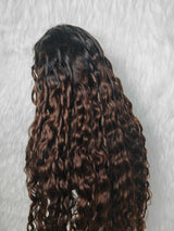 {LAST-PIECE-CLEARANCE} 360 HD 360 Lace Knot-Free Lagos Hairline Curly Edge Ombre Indian Wave Human Hair Lace Wig