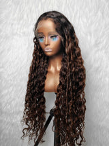 {LAST-PIECE-CLEARANCE} 360 HD 360 Lace Knot-Free Lagos Hairline Curly Edge Ombre Indian Wave Human Hair Lace Wig