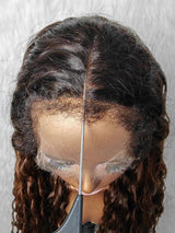 {LAST-PIECE-CLEARANCE} 360 HD 360 Lace Knot-Free Lagos Hairline Curly Edge Ombre Indian Wave Human Hair Lace Wig