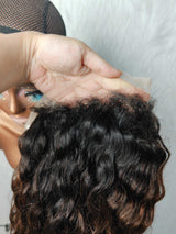 {LAST-PIECE-CLEARANCE} 360 HD 360 Lace Knot-Free Lagos Hairline Curly Edge Ombre Indian Wave Human Hair Lace Wig