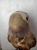 {LAST-PIECE-CLEARANCE} 13x4 Transparent Lace Ash Blonde Human Hair Bob Wig