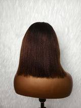 {LAST-PIECE-CLEARANCE} 13x6 Knot-Free New Born Edge Skin Melt Lace Human Hair Wig Ombre Yaki Bob