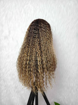 13x6 Knot-Free/9x6 Drawstring Human Hair Champagne Frost Curls Wig