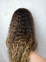 13x6 Knot-Free/9x6 Drawstring Human Hair Champagne Frost Curls Wig