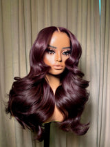 13x4|13X6 Lace Front Pretty Dark Burgundy Layered Human Hair Wig