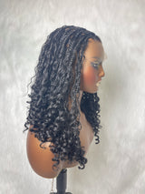 {LAST-PIECE-CLEARANCE} Skin Melt Full Lace Boho Knotless Braids Human Hair Blend Wig
