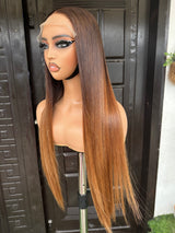 13x4|13X6 Lace Front Ombre Colored Straight Human Hair Wig