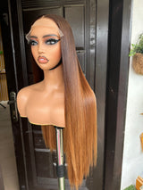 13x4|13X6 Lace Front Ombre Colored Straight Human Hair Wig