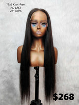 {LAST-PIECE-CLEARANCE} 13x6 Knot-Free Air Cap Skin Melt Lace Human Hair Frontal Wig Straight