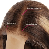 Glueless 6x4 Pre-cut Skin Melt Lace Preplucked Human Hair Wear Go Wigs Highlight