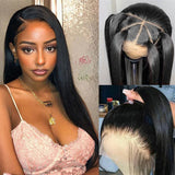 {Clearance} 370 Fitted Cap Invisible Strap Skin Melt Lace Frontal Wig | Silky Straight