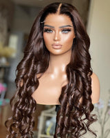 Octavia | Ombre Brown Body Wave Preplucked Human Hair Lace Front Wig
