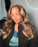 Aleena | Highlight #4/#613 Brown Blonde Human Hair Body Wave Lace Front Wig