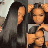 6x5 Drawstring Glueless Transparent Lace Closure Wig Straight