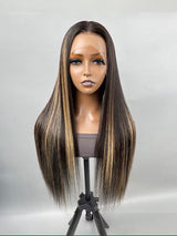 Diva | Ombre Balayage Straight Highlight Preplucked Human Hair Lace Front Wig