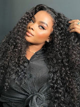 {Clearance} 13x6 Full Hair Transparent Lace Human Hair 250% Density Frontal Wig Deep Wave