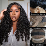 Invisible Strap 360 Skin Melt Lace Wig 2.0 Precut Lace Knot-Free Human Hair Frontal Wig Burmese Curls