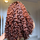 13x4/13x6 Ginger Highlight Pre-Plucked Human Hair Lace Frontal Burmese Curly Wig
