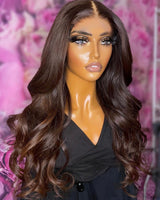 Skin Melt Lace 7x7 Closure 32 inch Human Hair Brown Lace Wig