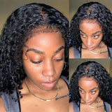 Upgraded Drawstring 4C Edge 9x6 Fitted Pre-Cut Lace Closure Curly Bob Wig