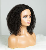 Flip Over Half Wig with Drawstring Kinky Curly Glueless Human Hair Wig