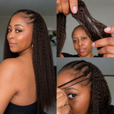Soft Feather Crochet Braid Brown Kinky Straight Human Hair Extensions