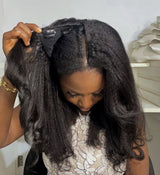 Natural Drawstring V Part Wig Glueless Human Hair Wigs Kinky Straight