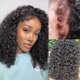 Upgraded Drawstring 4C Edge 9x6 Fitted Pre-Cut Lace Closure Curly Bob Wig