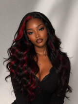 {50% Off US ONLY} 13x4 Transparent Lace Human Hair Red Highlight Wig